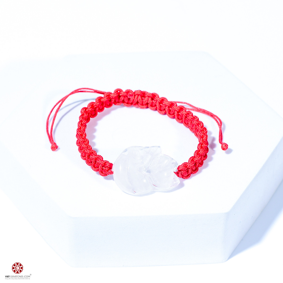 Vòng tay Mala Hồ Ly Thạch Anh Trắng